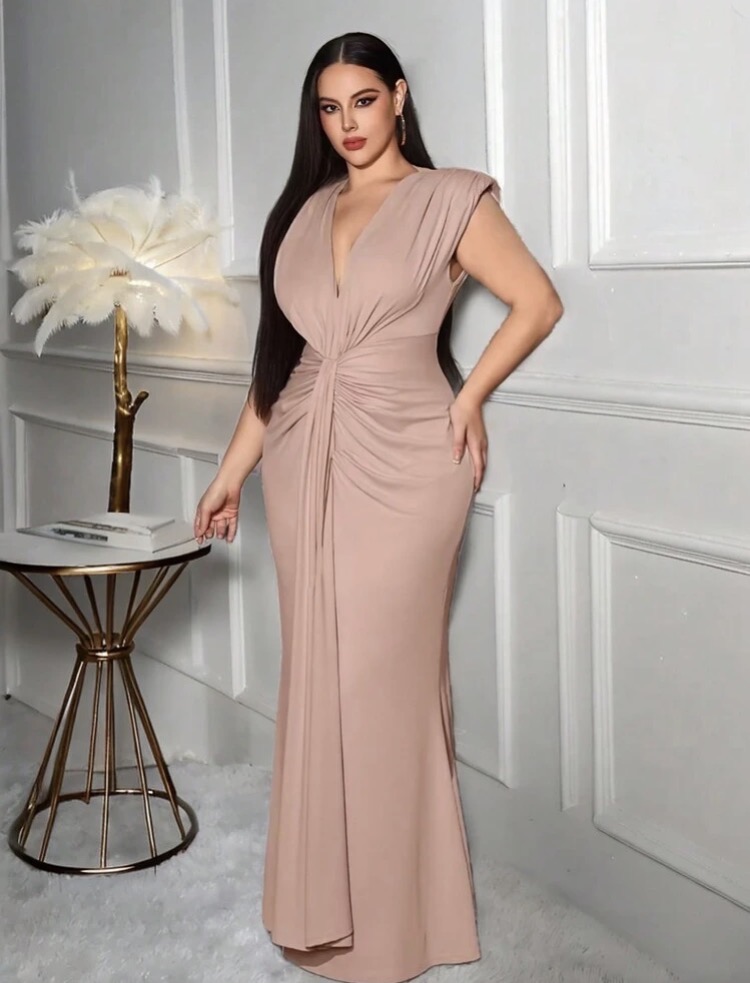 Vestido elegante caqui 