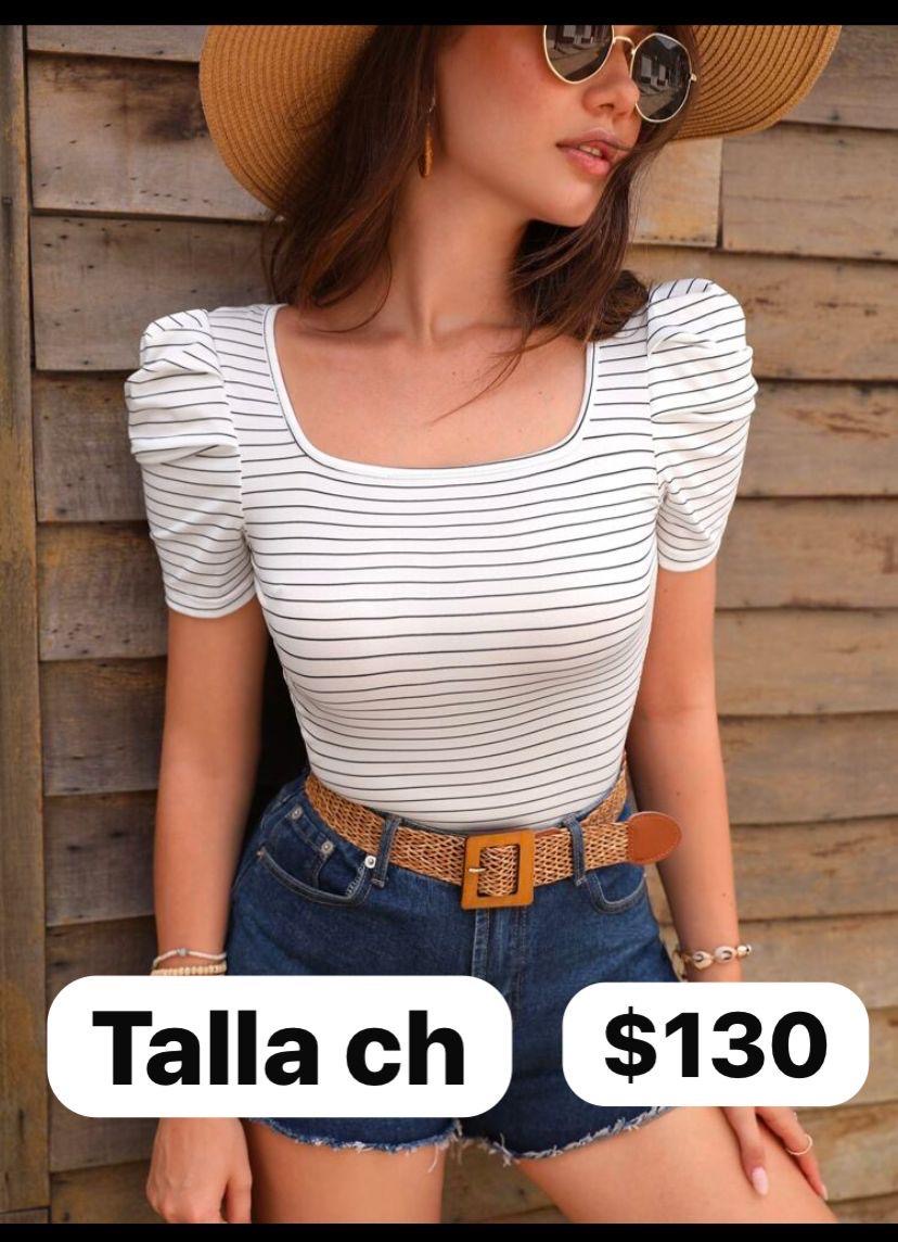 Blusa blanca de rallas 