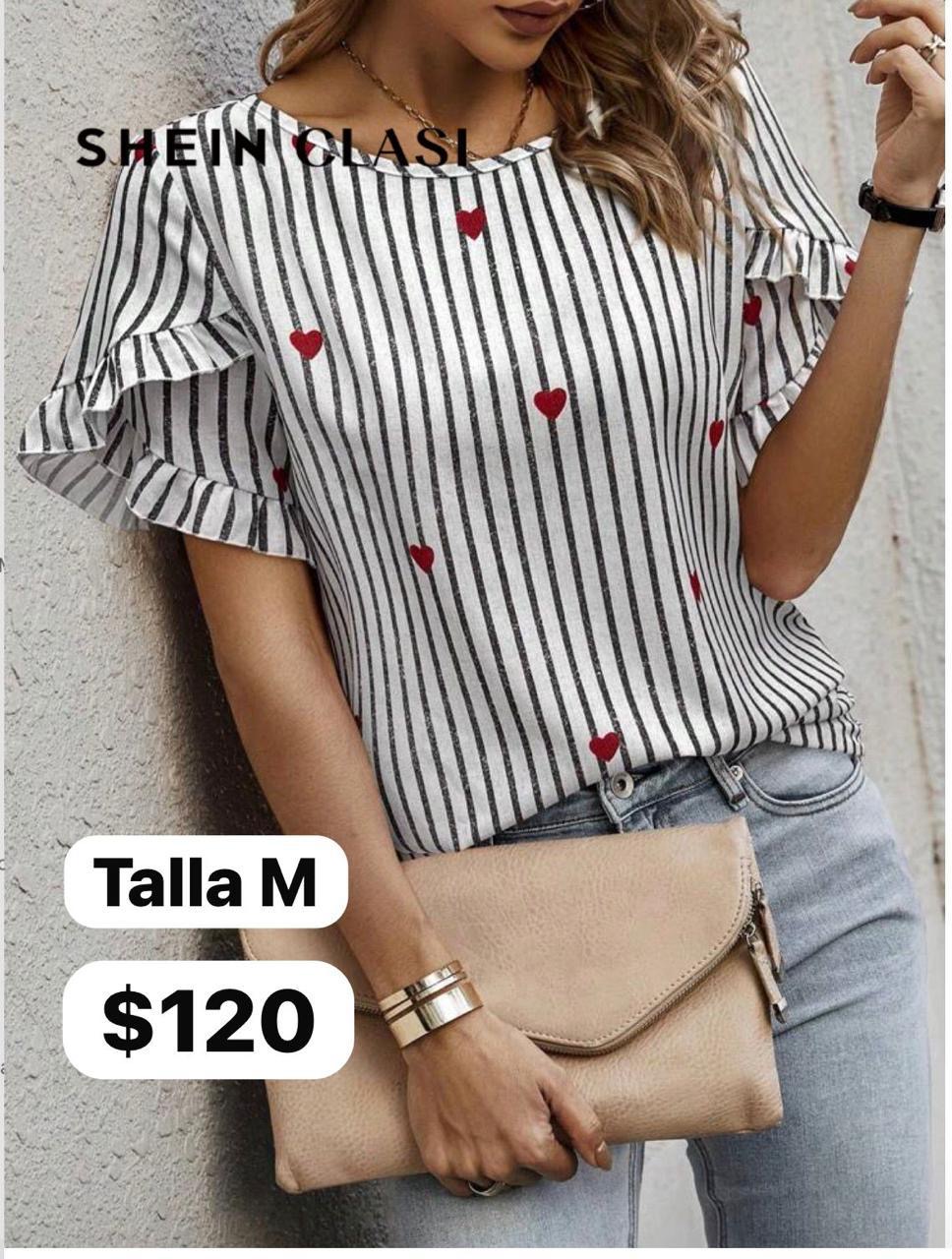 Blusa de rallas con corazón 