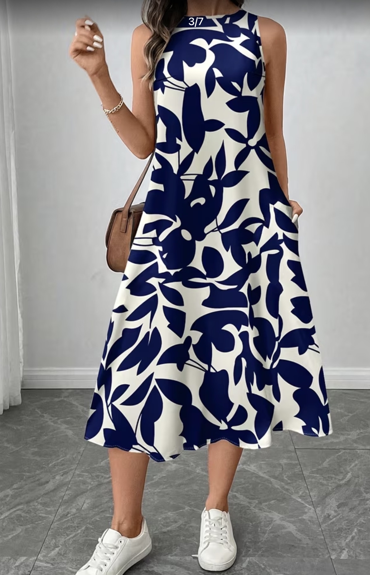 Vesido estampado blanco/azul