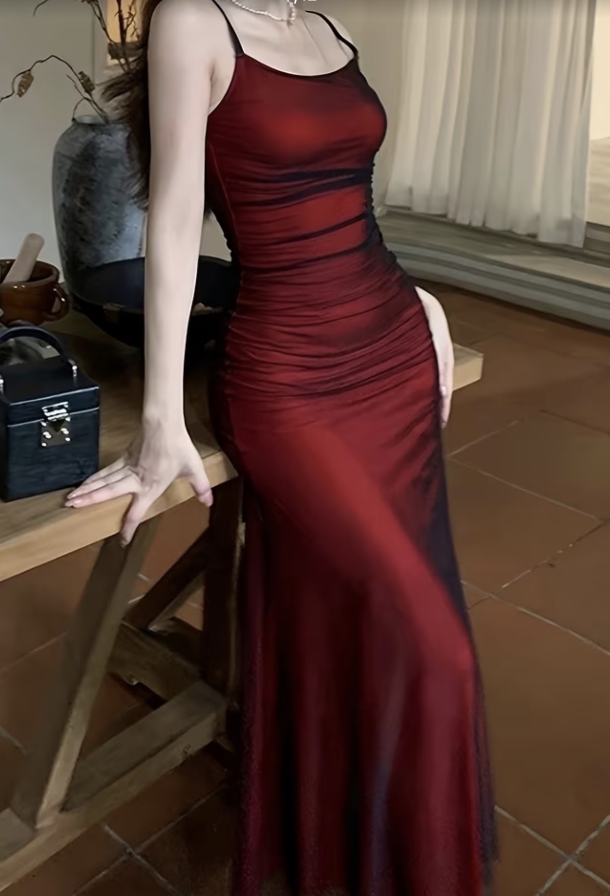Vestido elegante rojo/negro