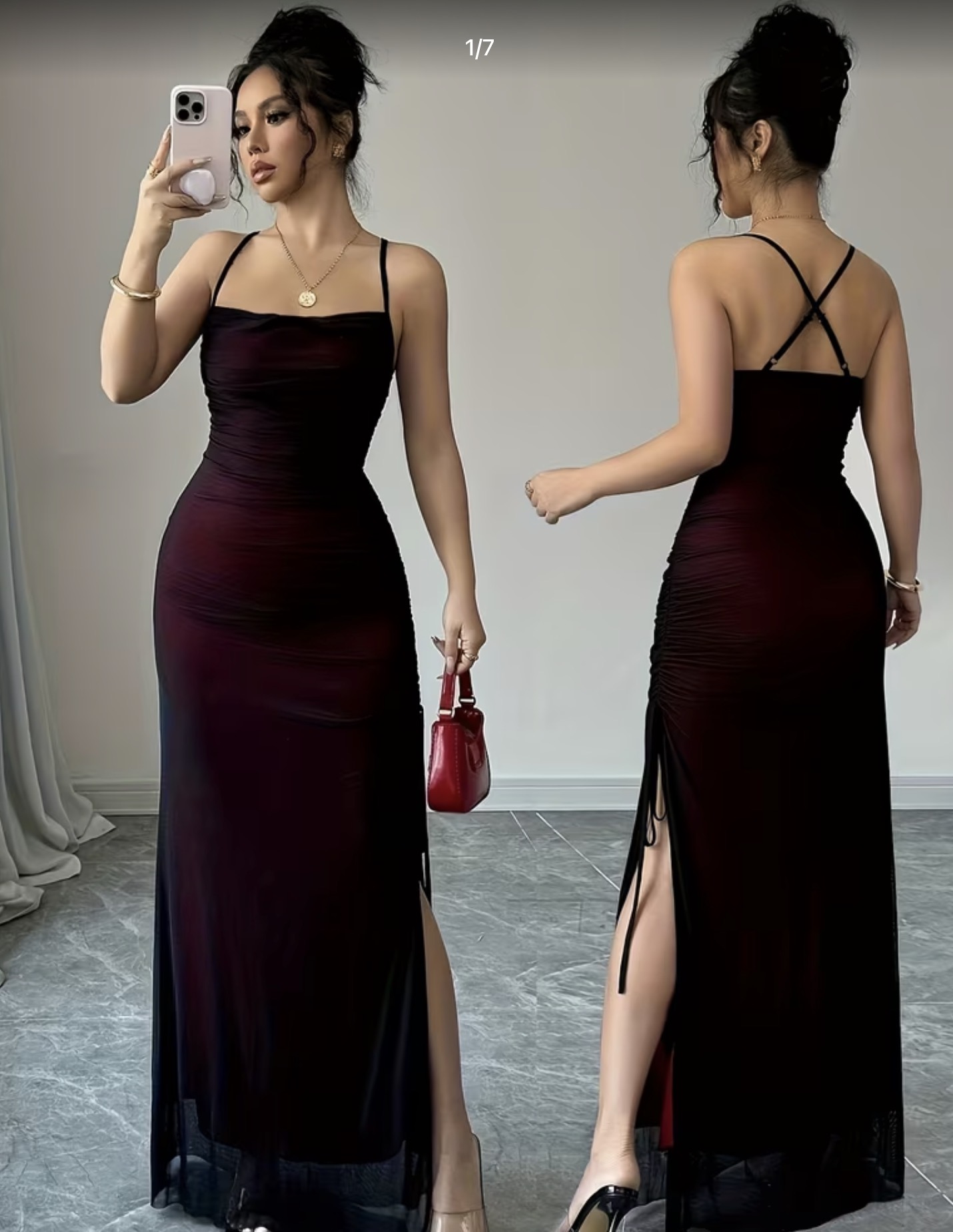 Vestido negro/burdeos 