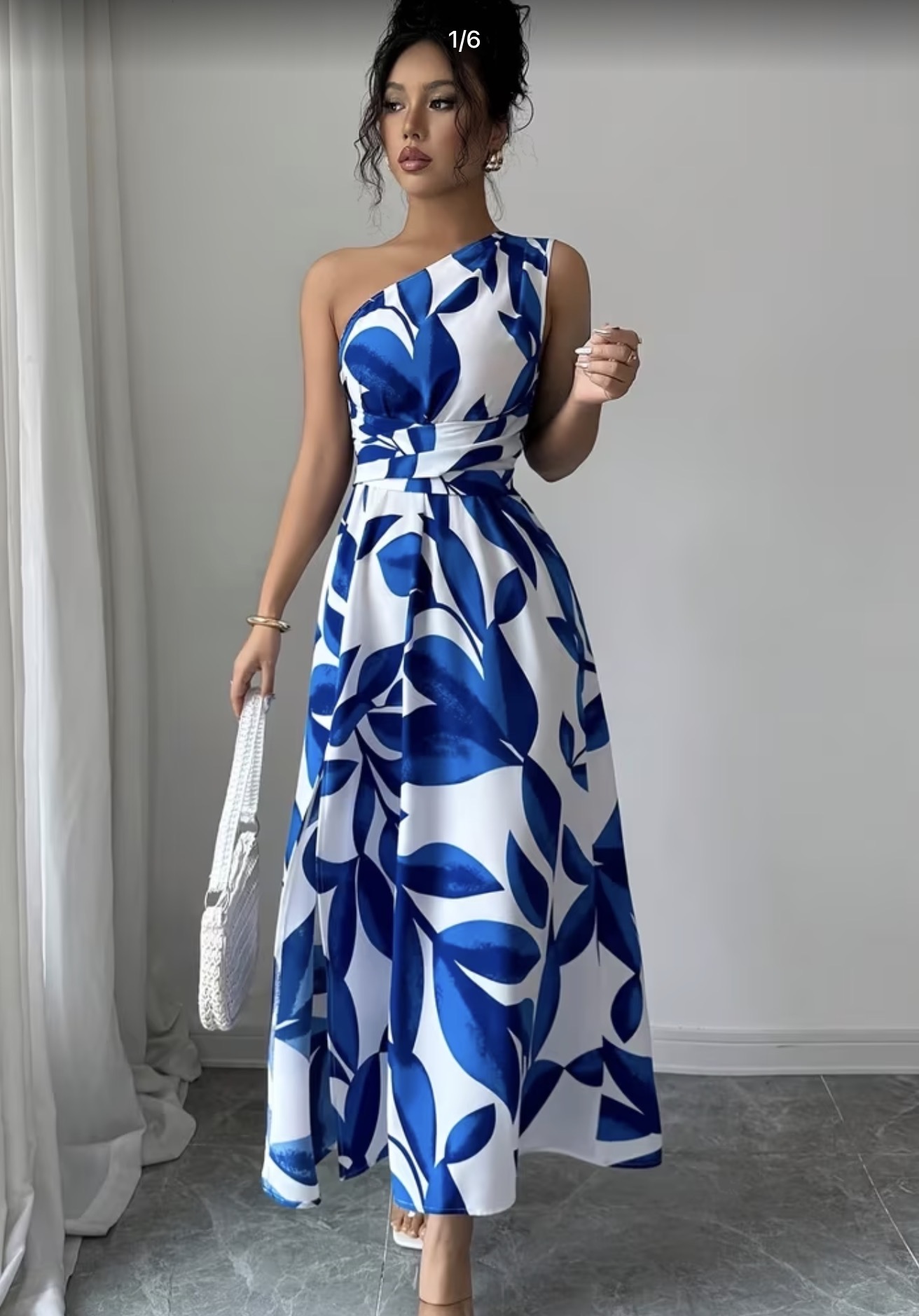Vestido blanco/azul estampado 