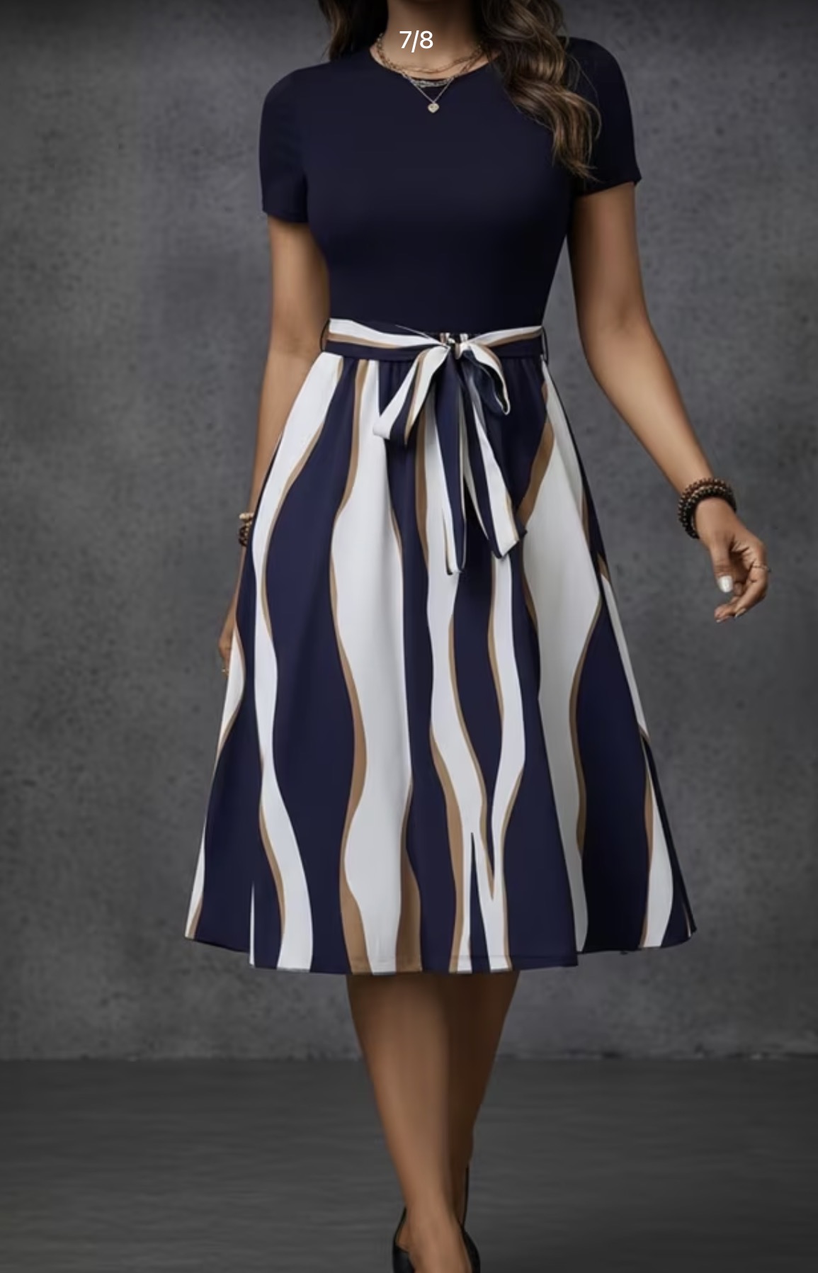 Vestido azul marino estampado 