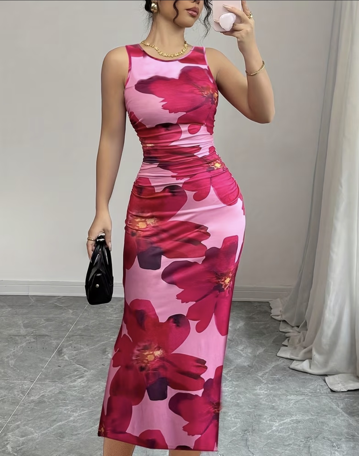 Vestido rosa estampado de flores 